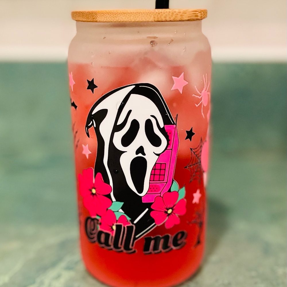 👻📞 “No You Hang Up” Horror Glass Tumbler 💀🖤